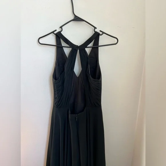 Azazie Black Open Back V Neck Dress A2 - Picture 5 of 7
